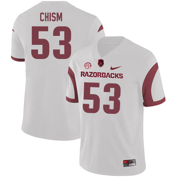 Men #53 Eli Chism Arkansas Razorbacks College Football Jerseys Sale-White